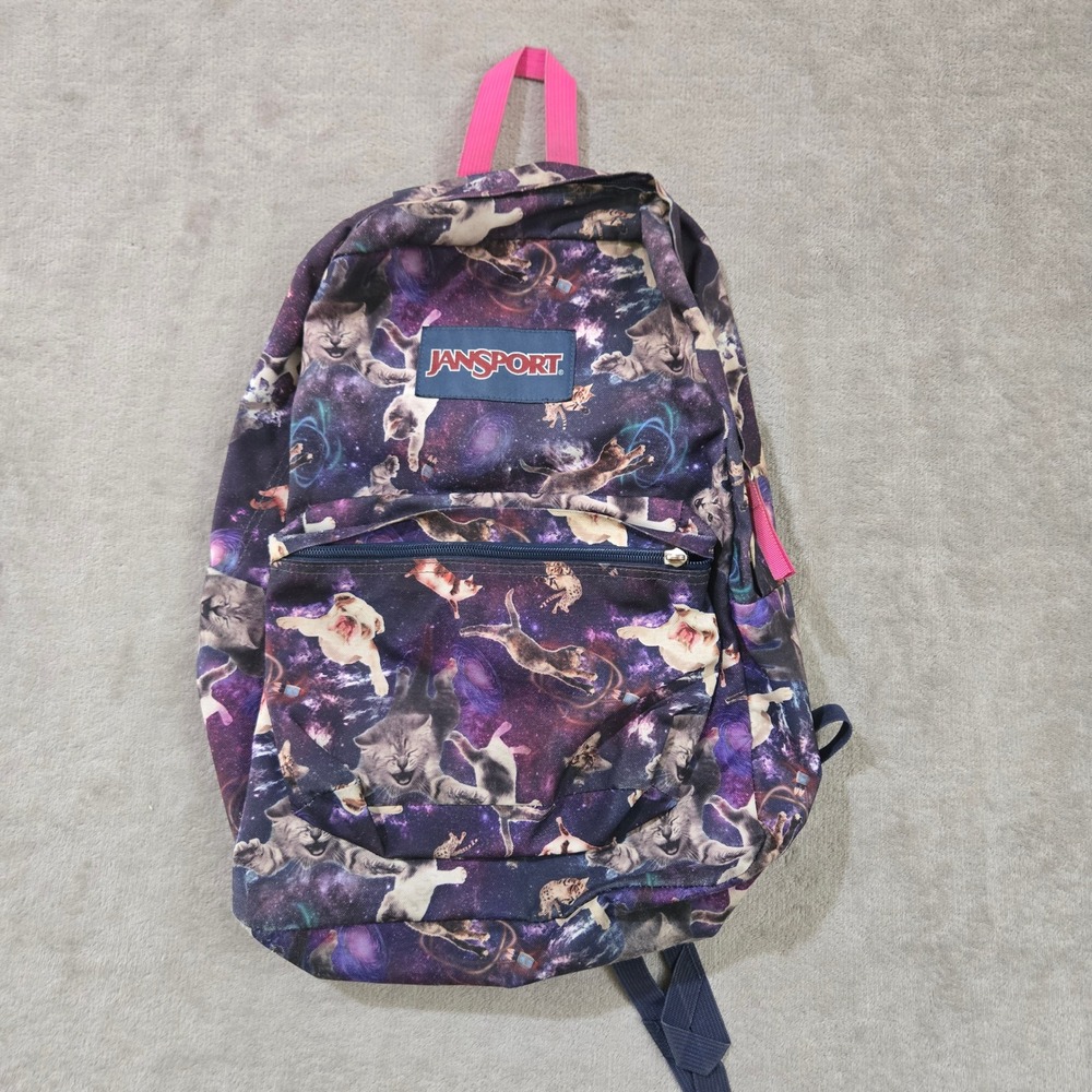 JanSport Galaxy Cat Backpack Large Space Cosmic Nebula School Travel Bag